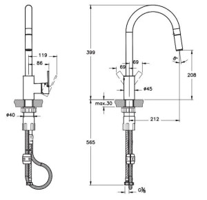 Artema Maestro Standart Pull-Down Eviye Bataryası A42162 - 2