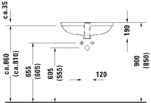 Duravit D-Code Tezgah Altı Lavabo 56cm 0338560000 - 3