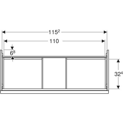 Geberit Acanto lavabo dolabı, gizli çekmeceli, 120cm Ön Yüzey Antrasit Cam - 3