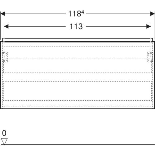 Geberit Acanto lavabo dolabı, gizli çekmeceli, 120cm Ön Yüzey Beyaz Cam - 3