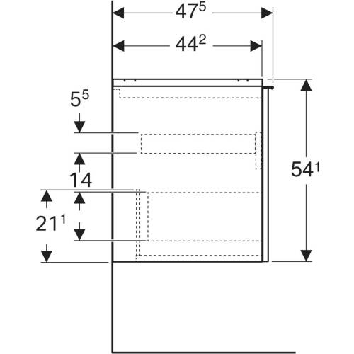 Geberit Acanto lavabo dolabı, gizli çekmeceli, 120cm Ön Yüzey Beyaz Cam - 4