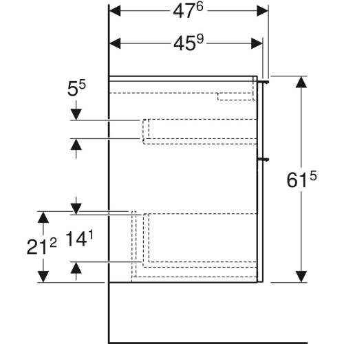 Geberit iCon lavabo dolabı, çift çekmeceli, 120cm Amerikan Ceviz - 2