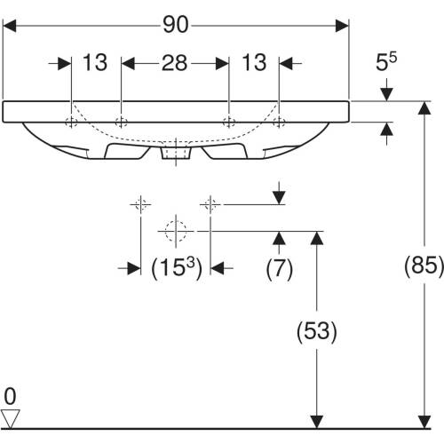 Geberit iCon Light etajerli lavabo, batarya delikli, 90cm 501.840.00.1 - 3