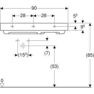 Geberit ONE CleanDrain, sağ etajerli lavabo, 90cm, batarya delikli 505.039.00.1 - 3