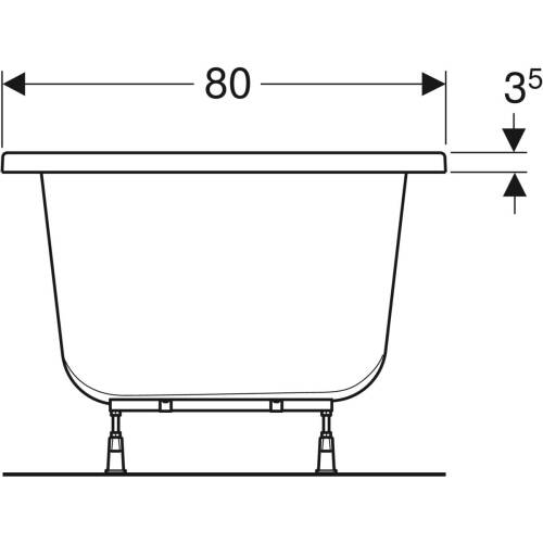 Geberit Supero Dikdörtgen Küvet Ayaklı Çift Sırt Eğimli 180 x 80cm 554.105.01.1 - 4