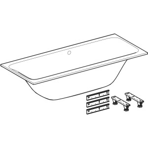 Geberit Tawa Dikdörtgen Küvet Ayaklı Çift Sırt Eğimli 180 x 80cm 554.124.01.1 - 2