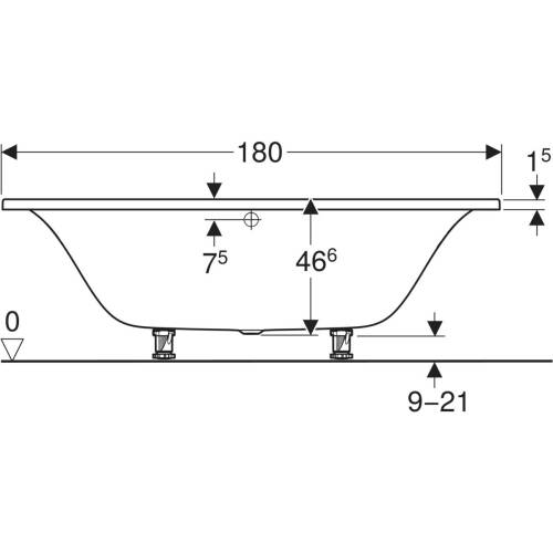 Geberit Tawa Dikdörtgen Küvet Ayaklı Çift Sırt Eğimli 180 x 80cm 554.124.01.1 - 4