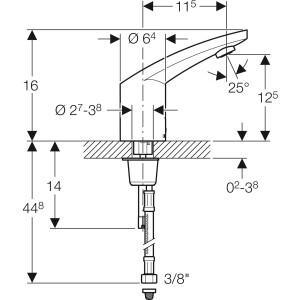 Geberit Type 185 Fotoselli Batarya Çift Su Girişli Dıştan Mikserli Elektrikli 116.155.21.1 - 2