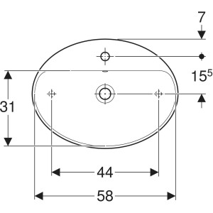 Geberit Variform Oval Çanak Lavabo Batarya Banklı 60cm 500.772.01.2 - 2