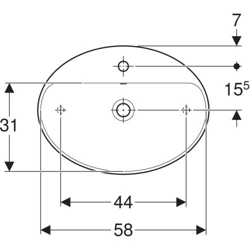 Geberit Variform Oval Çanak Lavabo Batarya Banklı 60cm 500.772.01.2 - 2