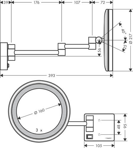 Hansgrohe AddStoris Makyaj Aynası LED'li Mat Beyaz 41790700 - 2