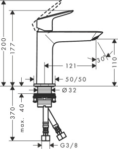 Hansgrohe Logis Lavabo Bataryası Bas-Aç Gider Setli 71252000 - 3