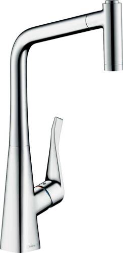 Hansgrohe Metris M71 Eviye Bataryası Çekilebilir Gaga 2 Akışlı ,sBox Paslanmaz Çelik 73801800 - 1