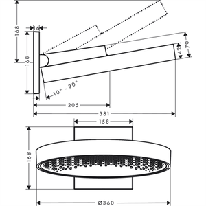 Hansgrohe Rainfinity Tepe Duşu 36cm Mat Siyah 26230670 - 2