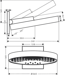 Hansgrohe Rainfinity Tepe Duşu 36cm 3 Akışlı Mat Siyah 26234670 - 2