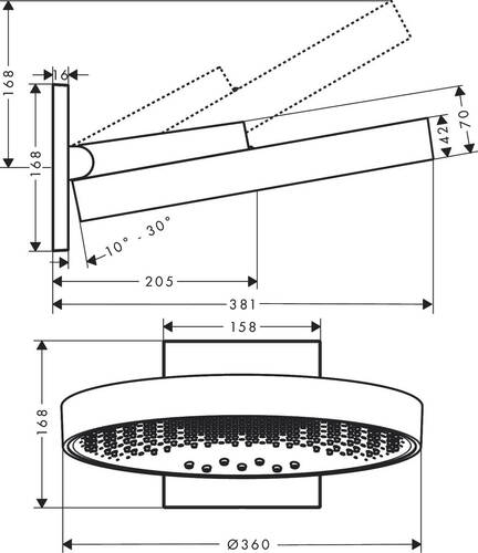 Hansgrohe Rainfinity Tepe Duşu 36cm 3 Akışlı Mat Siyah 26234670 - 2