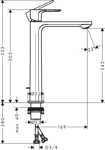 Hansgrohe Rebris S Çanak Lavabo Bataryası 240 CoolStart Kumandalı Mat Siyah 72580670 - 3