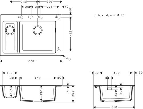 Hansgrohe S510-F635 Ankastre Eviye 180/450 Beton Grisi 43315380 - 2