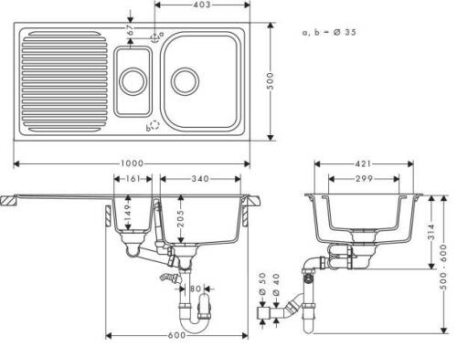 Hansgrohe S52 S520-F525 Ankastre Eviye Damlalıklı Beton Grisi 43347380 - 2