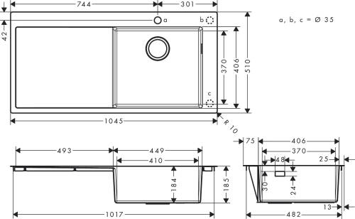 Hansgrohe S715-F450 Ankastre Eviye 450 Damlalıklı Paslanmaz Çelik 43306800 - 2