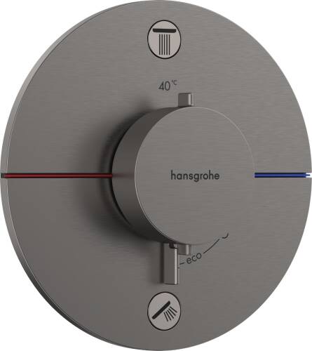 Hansgrohe ShowerSelect Comfort S Termostatik Ankastre Batarya 2 Çıkış Mat SiyahKrom 15554340 - 1