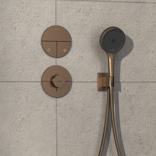 Hansgrohe ShowerSelect Comfort S Termostatik Ankastre Batarya 3 Çıkış Mat Bronz 15558140 - 2