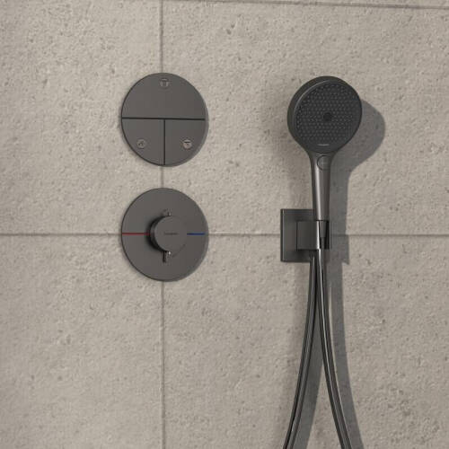 Hansgrohe ShowerSelect Comfort S Termostatik Ankastre Batarya 3 Çıkış Mat SiyahKrom 15558340 - 2