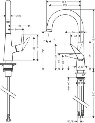 Hansgrohe Talis M51 Eviye Bataryası 72814000 - 2