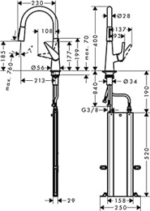 Hansgrohe Talis M51 Eviye Bataryası Çekilebilir Gaga 2 Akışlı, sBox Paslanmaz Çelik 73851800 - 2