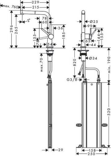 Hansgrohe Talis M54 Eviye Bataryası Çekilebilir Gaga,sBox Mat Siyah 72809670 - 2