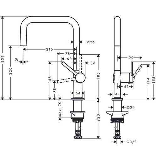 Hansgrohe Talis M54 Eviye Bataryası Mat Siyah 72806670 - 2