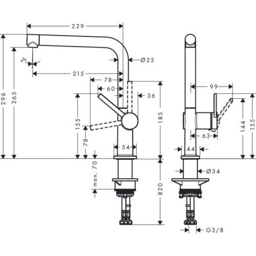 Hansgrohe Talis M54 Eviye Bataryası Mat Siyah 72840670 - 2