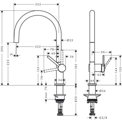 Hansgrohe Talis M54 Eviye Bataryası Paslanmaz Çelik 72804800 - 2