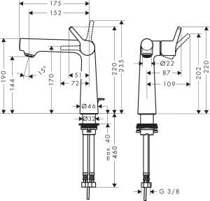 Hansgrohe Talis S Lavabo Bataryası 140 Kumandalı 72113000 - 2