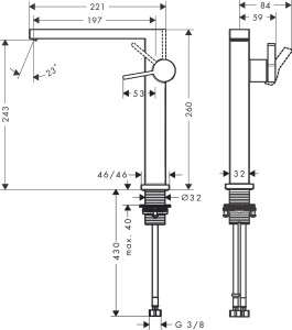 Hansgrohe Tecturis E Çanak Lavabo Bataryası 240 Fine CoolStart EcoSmart+ Bas-Aç Gider Setli 73070000 - 3