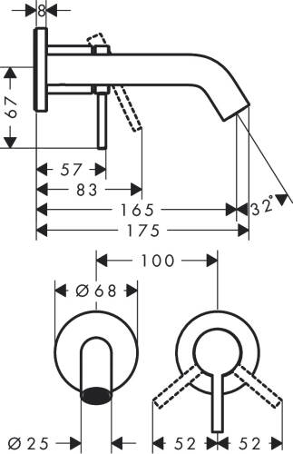 Hansgrohe Tecturis S Ankastre Lavabo Bataryası EcoSmart+ 16,5cm Gaga Mat Bronz 73350140 - 2