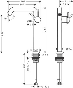 Hansgrohe Tecturis S Çanak Lavabo Bataryası 240 Fine CoolStart EcoSmart+ Bas-Aç Gider Setli Mat Bronz 73370140 - 3