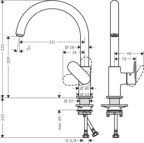 Hansgrohe Vernis Blend M35 Eviye Bataryası 71870000 - 3