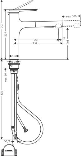 Hansgrohe Zesis M33 Eviye Bataryası Çekilebilir El Duşu 2jet sBox ile 74804000 - 3